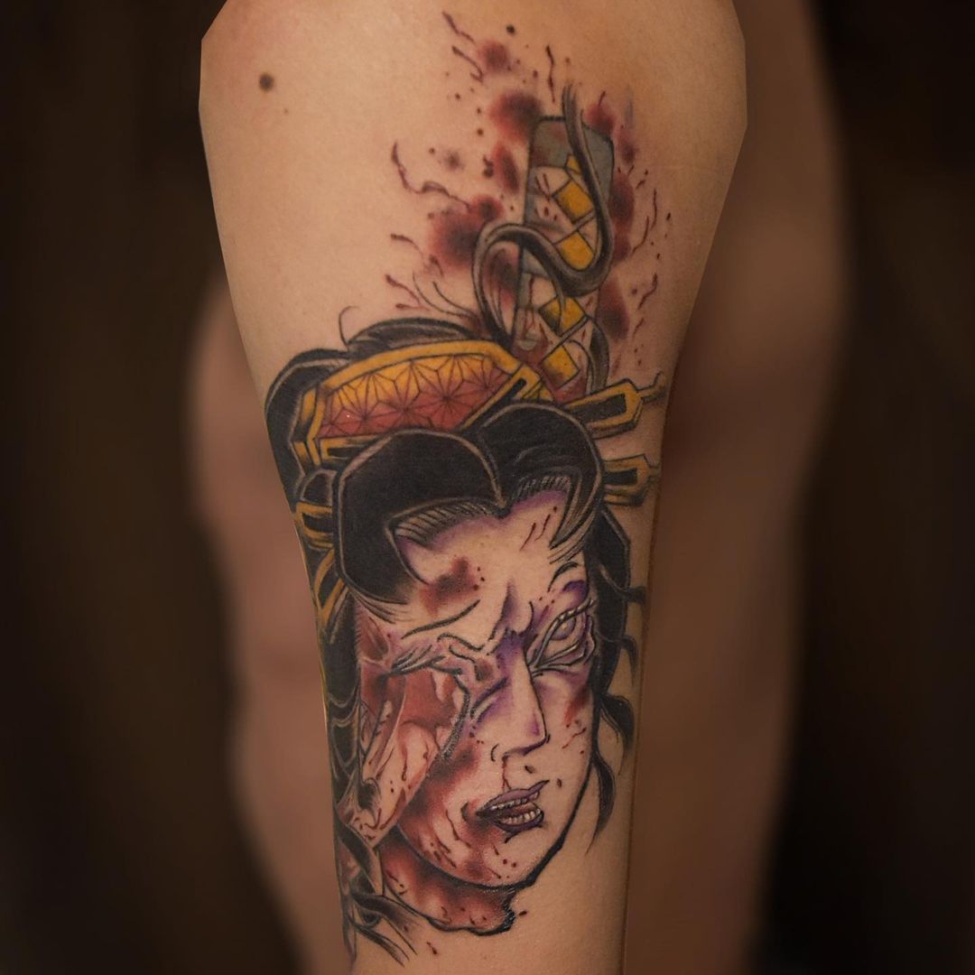 Tatuaje aterrador de Namakubi Rojo