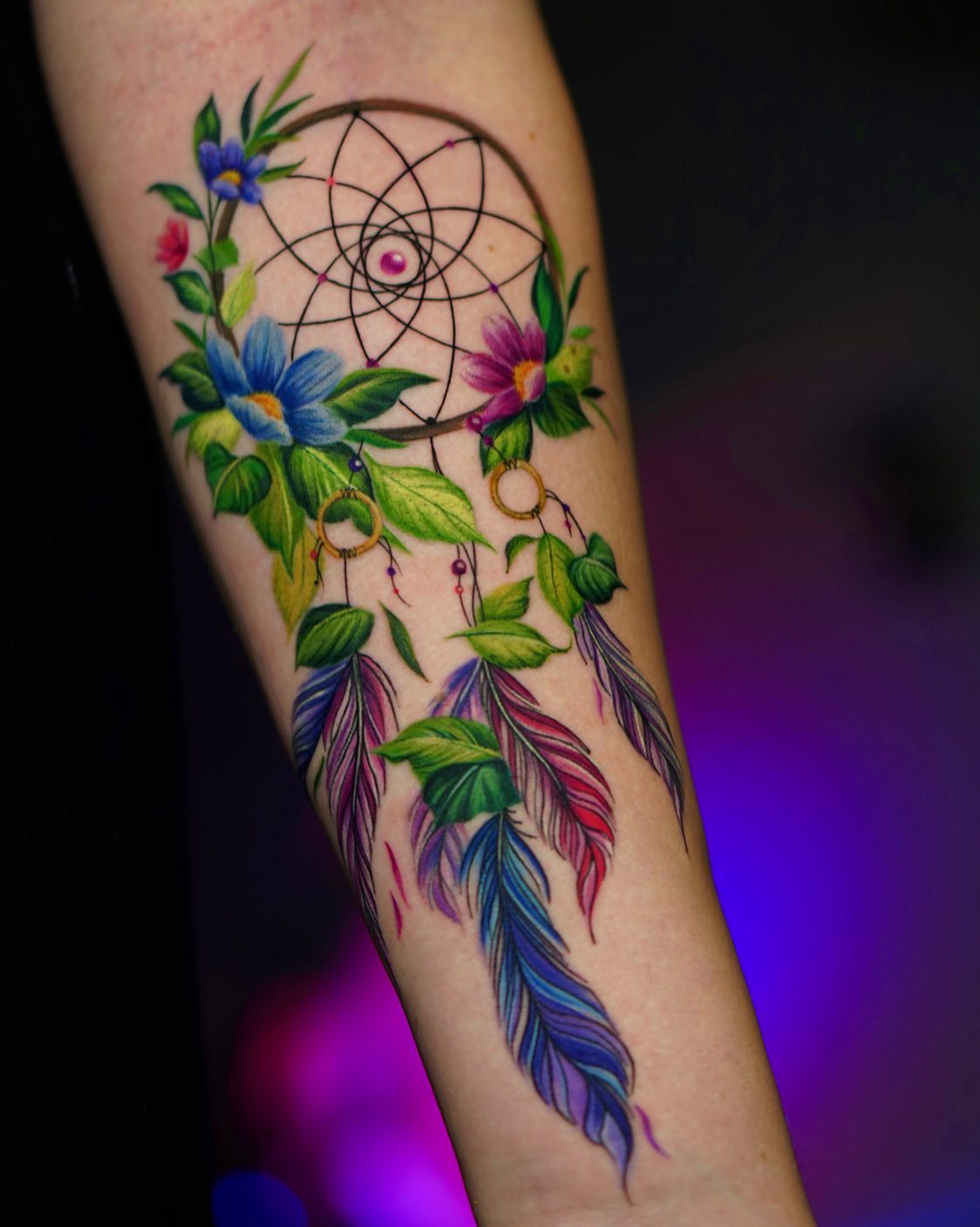 Tatuaje de atrapasueños colorido