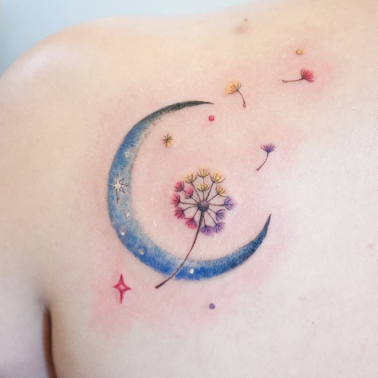 Tatuaje de espalda Impresión de diente de león