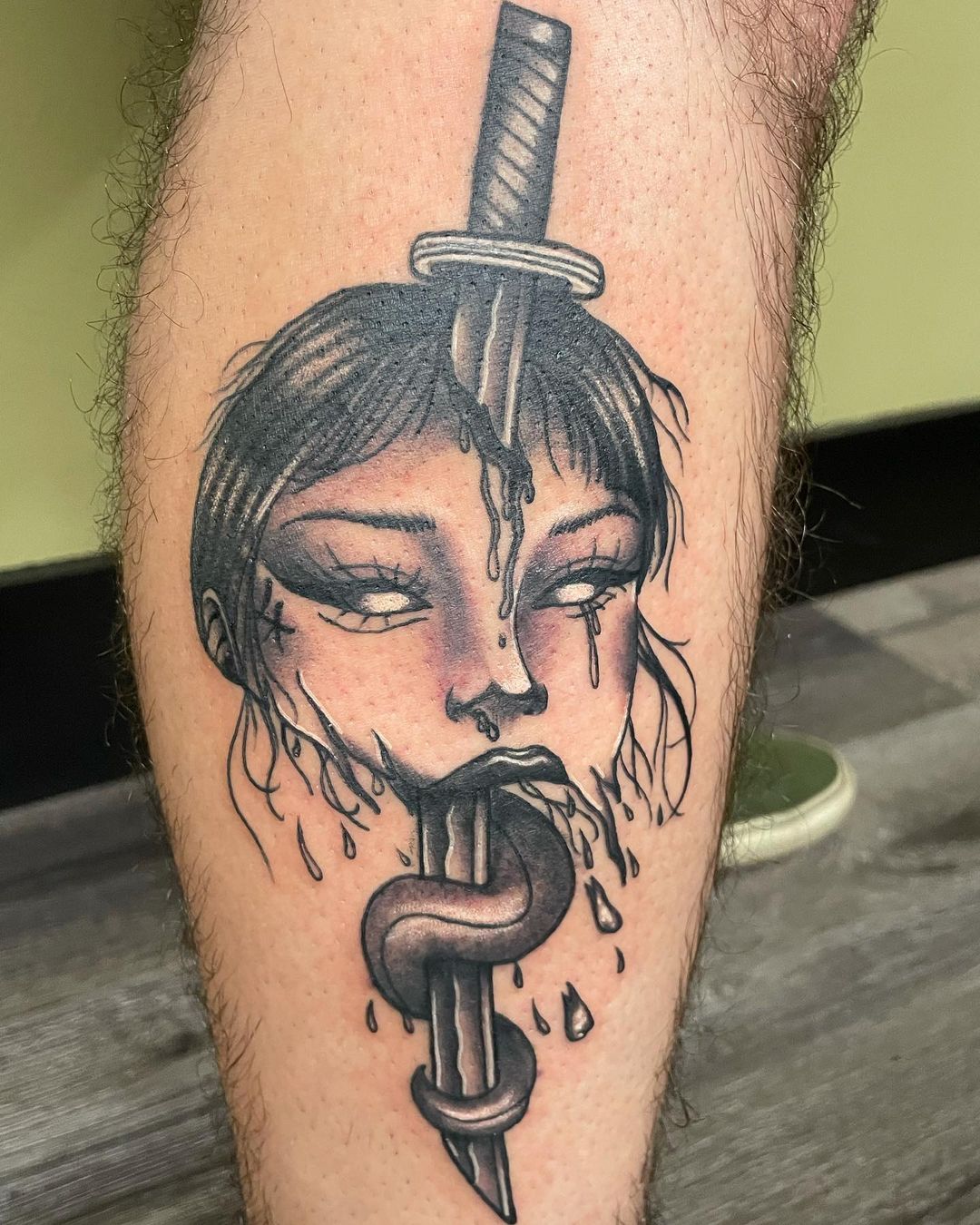 Tatuaje de namakubi de cabeza negra