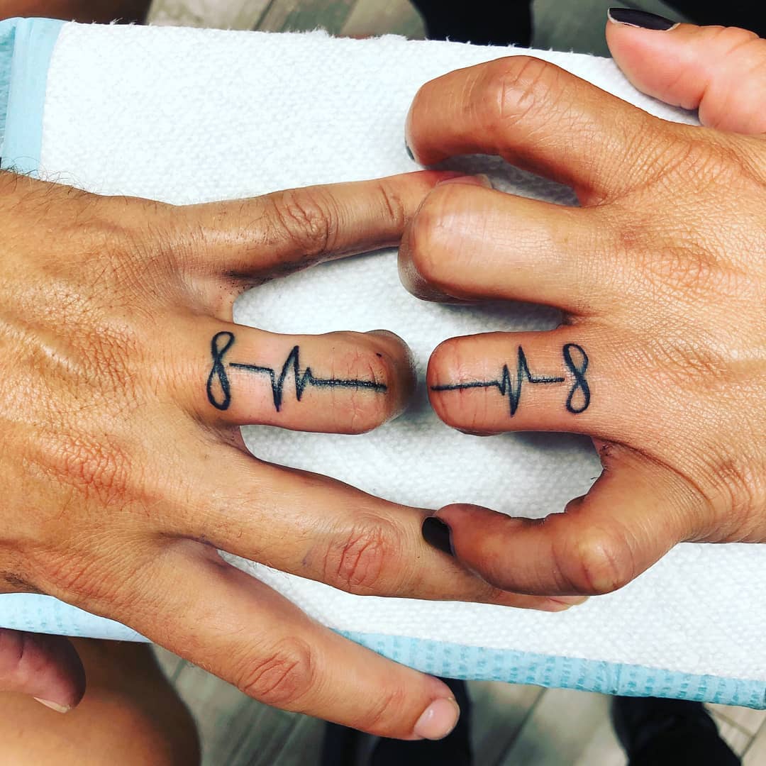 Latido del corazón Tatuaje de anillo de bodas
