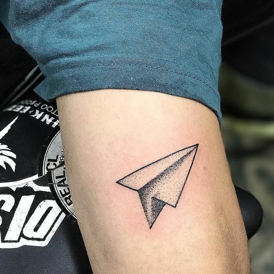 Tatuaje de Avión de Papel de Neón