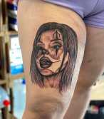 Grande muslo Chicano tatuaje