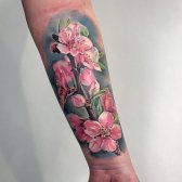 Idea de tatuaje de flor de cerezo en el brazo