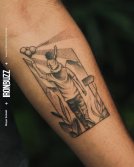 Tatuaje de padre e hijo de trabajo puntillista