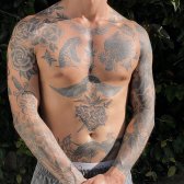 Tatuaje de Patchwork en la Parte Superior del Cuerpo