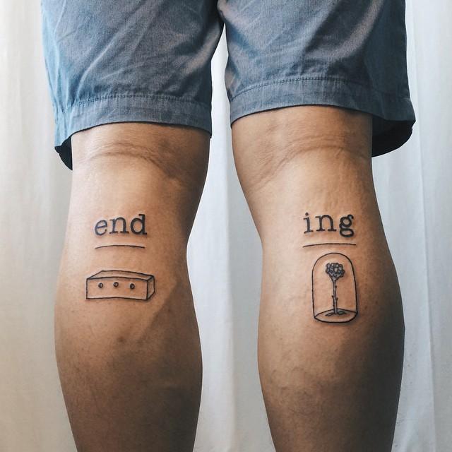 tatuaje hombre en la pierna 161