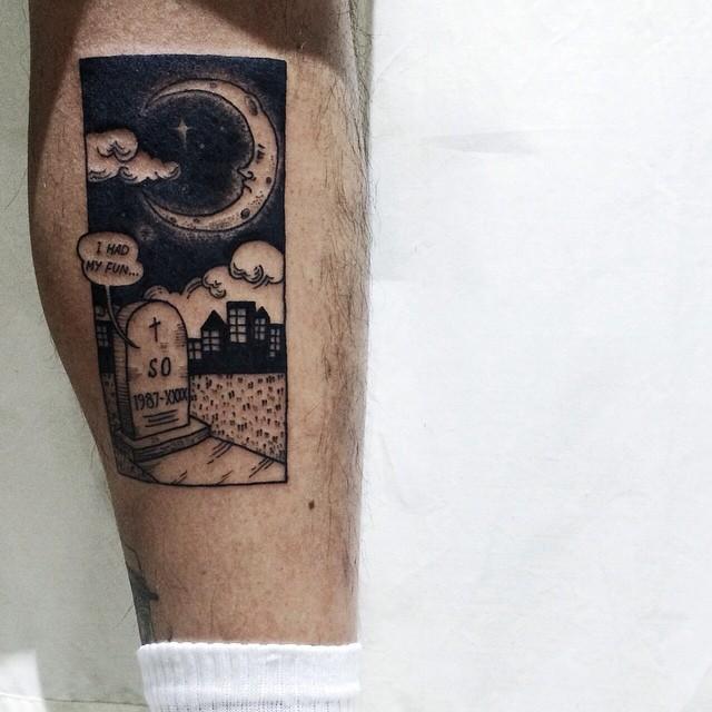 tatuaje hombre en la pierna 191