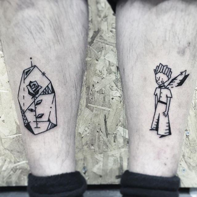 tatuaje hombre en la pierna 631