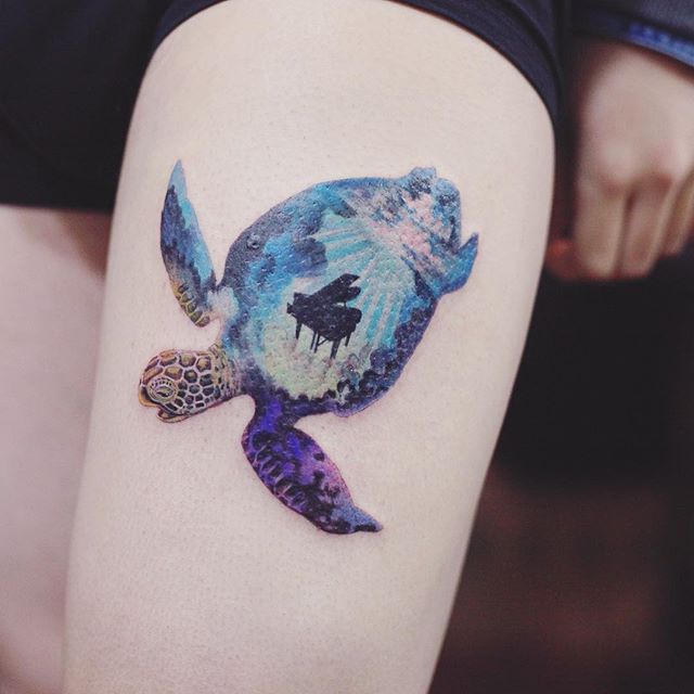 tatuaje mujer en la pierna 681