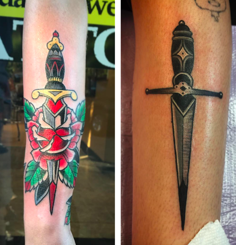 Fantástico tatuaje de daga Fantástico tatuaje de daga