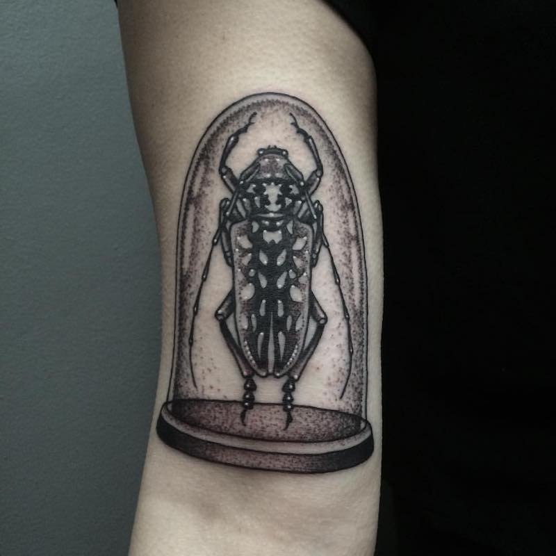 Persona con un tatuaje de escarabajo Persona con un tatuaje de escarabajo