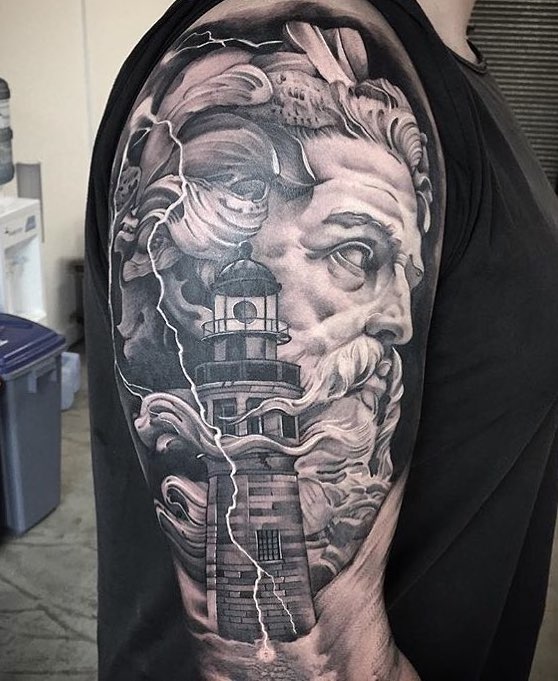 tatuaje de Poseidón perfecto para hombre tatuaje de Poseidón perfecto para hombre