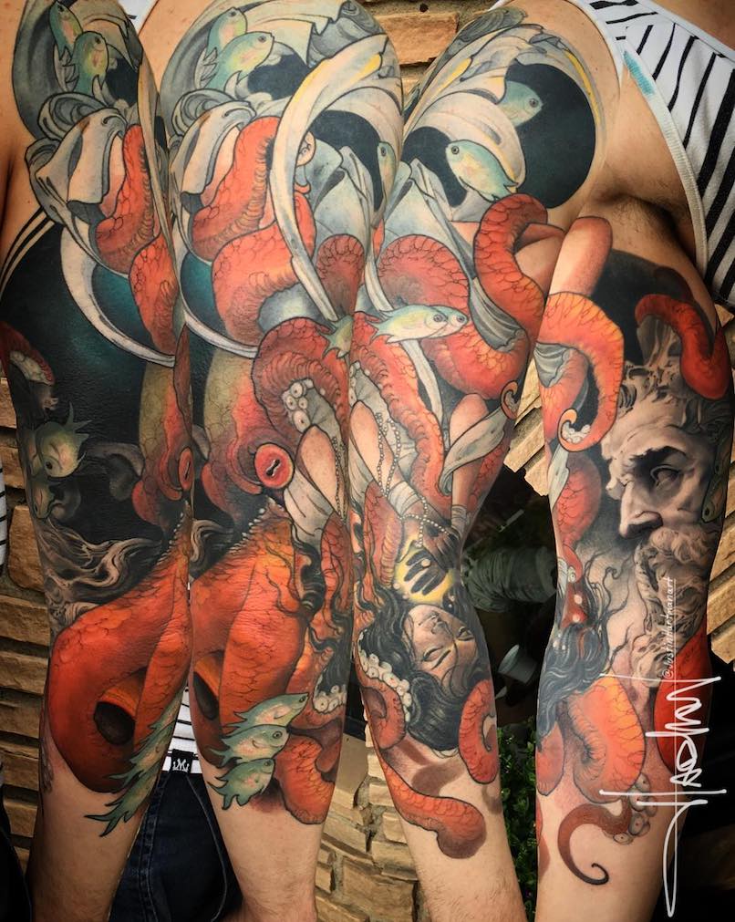 Un tatuaje de Poseidón de este año Un tatuaje de Poseidón de este año