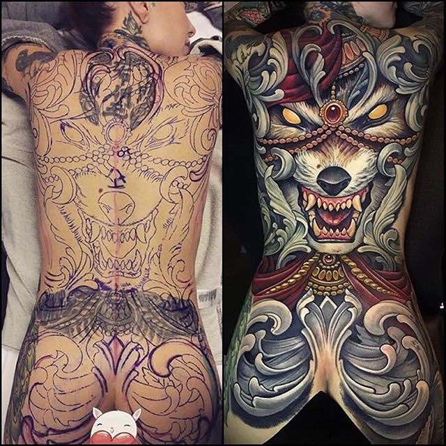 Un tatuaje de lobo bastante bueno Un tatuaje de lobo bastante bueno