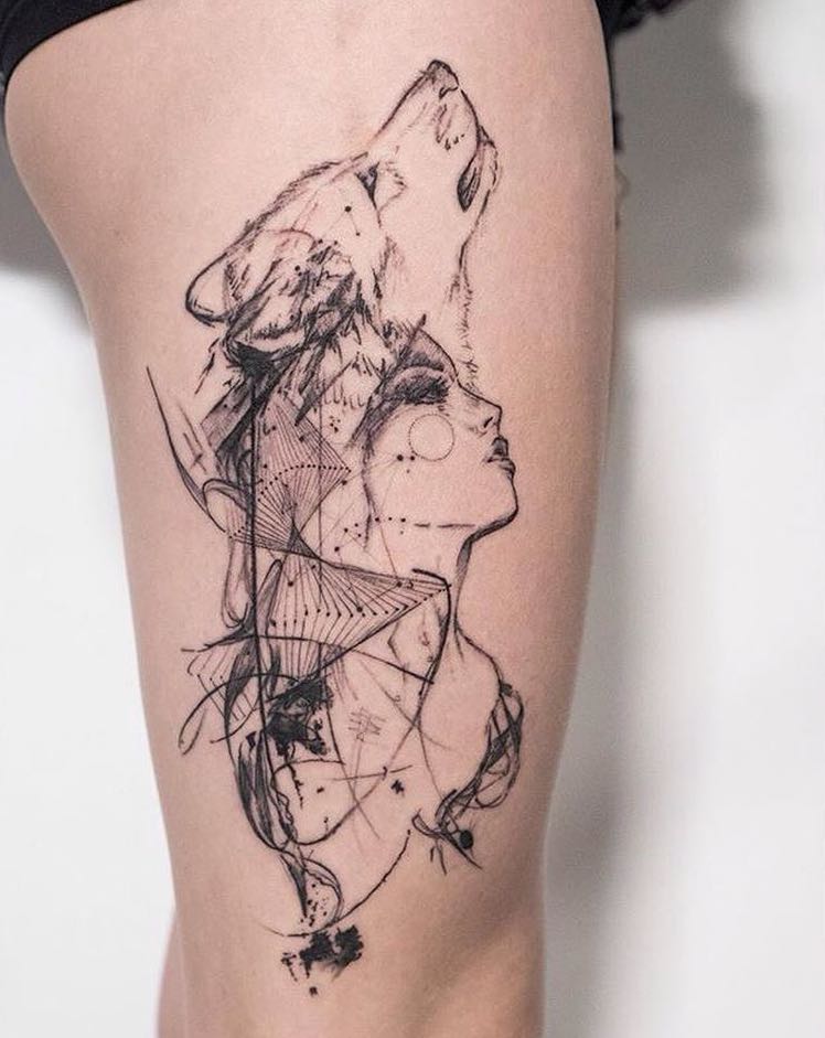 Un tatuaje de lobo muy interesante Un tatuaje de lobo muy interesante