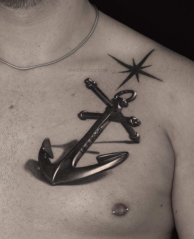 Hombre con tatuaje de ancla Hombre con tatuaje de ancla