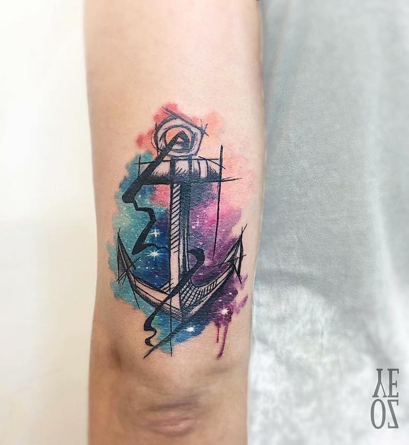 Un tatuaje de ancla moderno e interesante Un tatuaje de ancla moderno e interesante