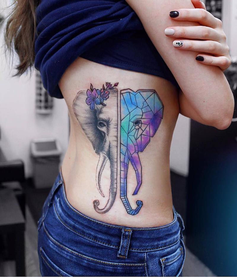 Un tatuaje de elefante moderno e interesante Un tatuaje de elefante moderno e interesante