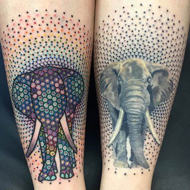 una persona con un tatuaje de elefante una persona con un tatuaje de elefante