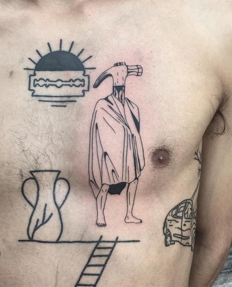 tatuaje de martillo moderno e interesante tatuaje de martillo moderno e interesante