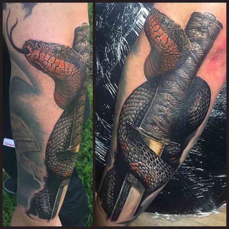 Persona con un tatuaje de serpiente Persona con un tatuaje de serpiente