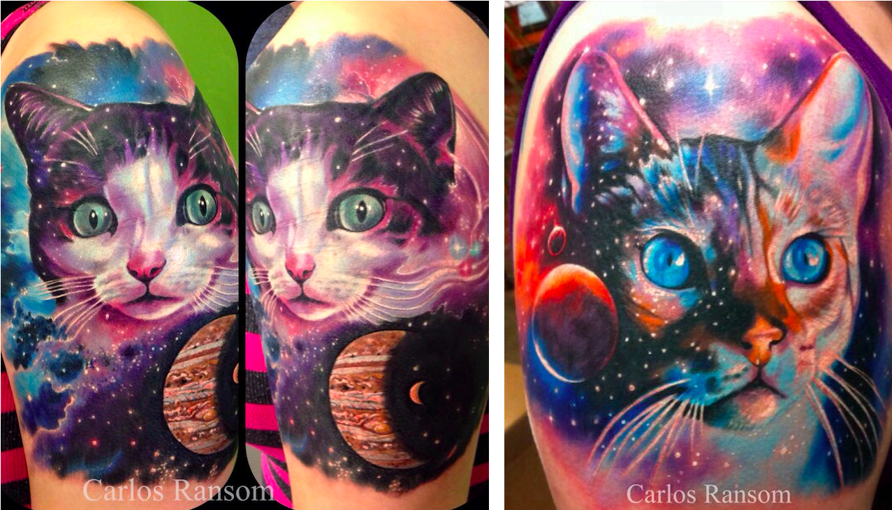 Mujer con un tatuaje de gato Mujer con un tatuaje de gato
