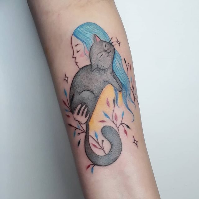 tattoo femenino con mucho color 19