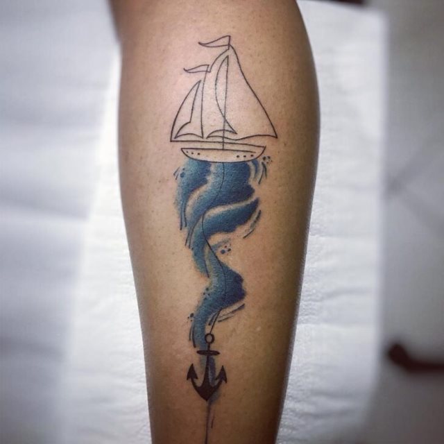 tattoo femenino con un ancla 61