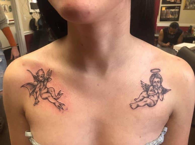 tattoo femenino con un angel 10