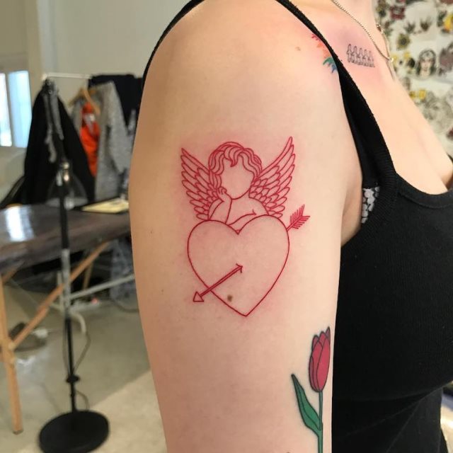 tattoo femenino con un angel 66