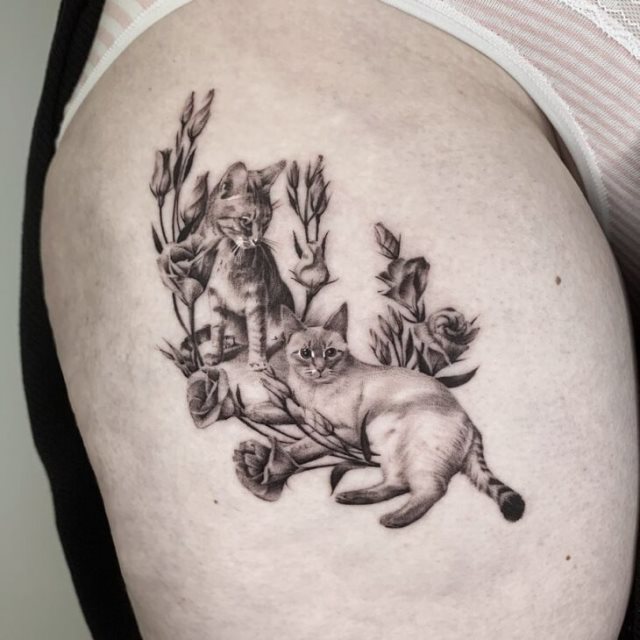 tattoo femenino con un gato 03