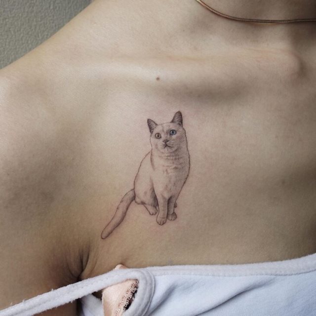 tattoo femenino con un gato 43