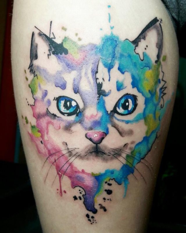 tattoo femenino con un gato 55