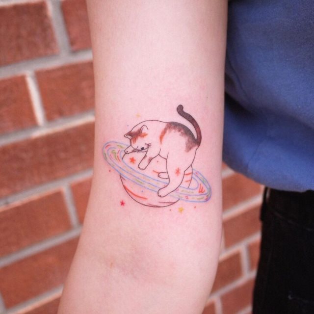 tattoo femenino con un gato 72