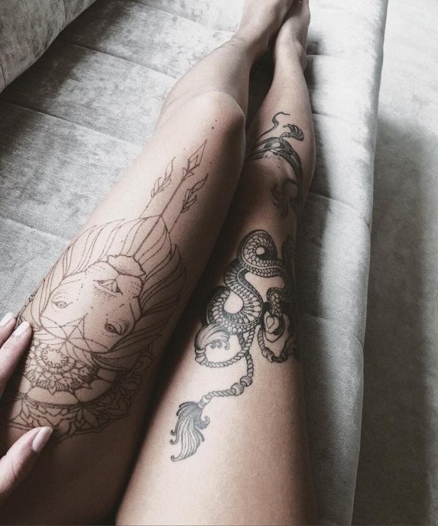 tattoo femenino con un leon 67