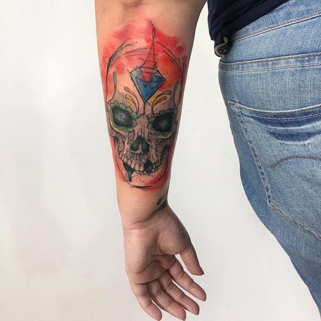 tattoo femenino con una calavera mexicana 14