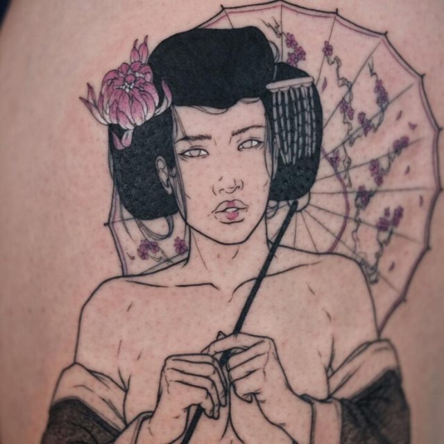tattoo femenino con una geisha 05