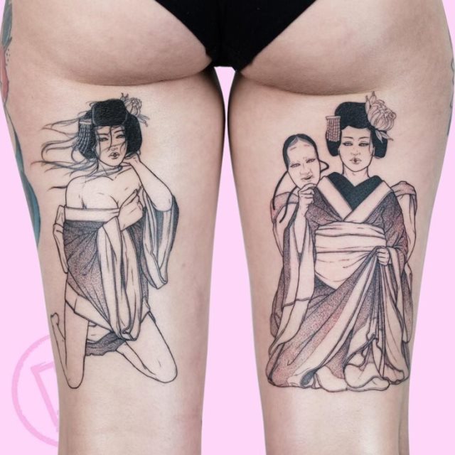 tattoo femenino con una geisha 09