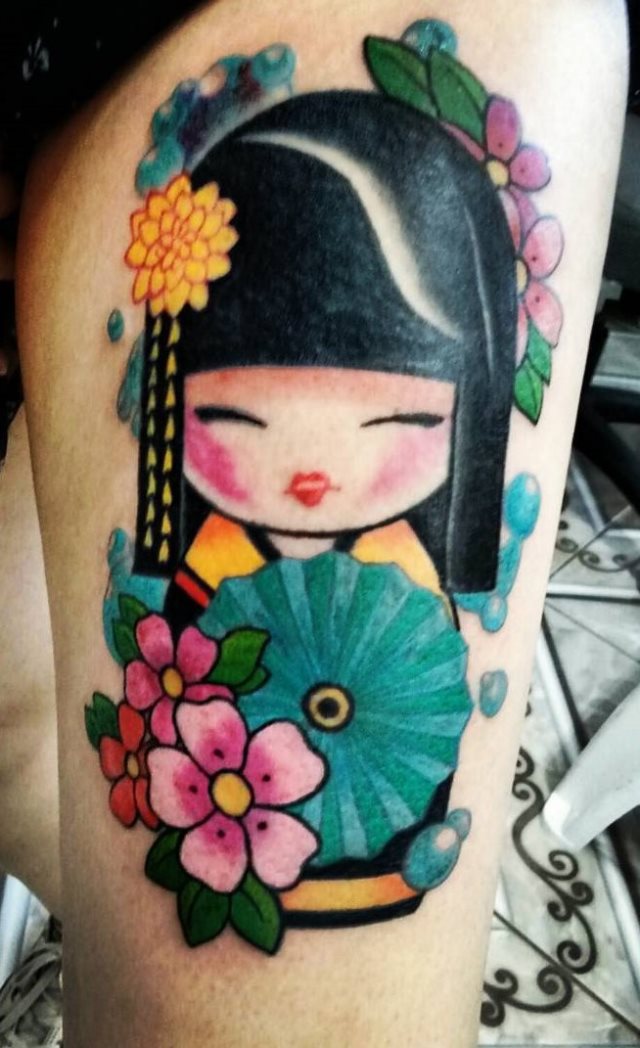 tattoo femenino con una geisha 48
