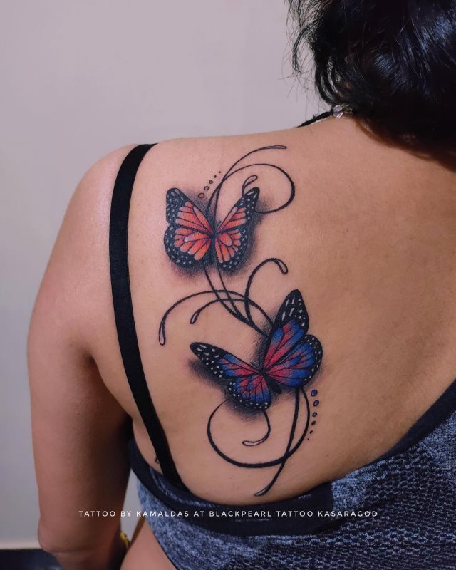 tattoo femenino de mariposa en 3d 21