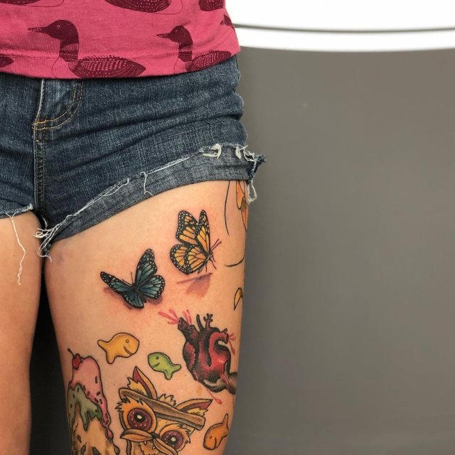 tattoo femenino de mariposa en 3d 32