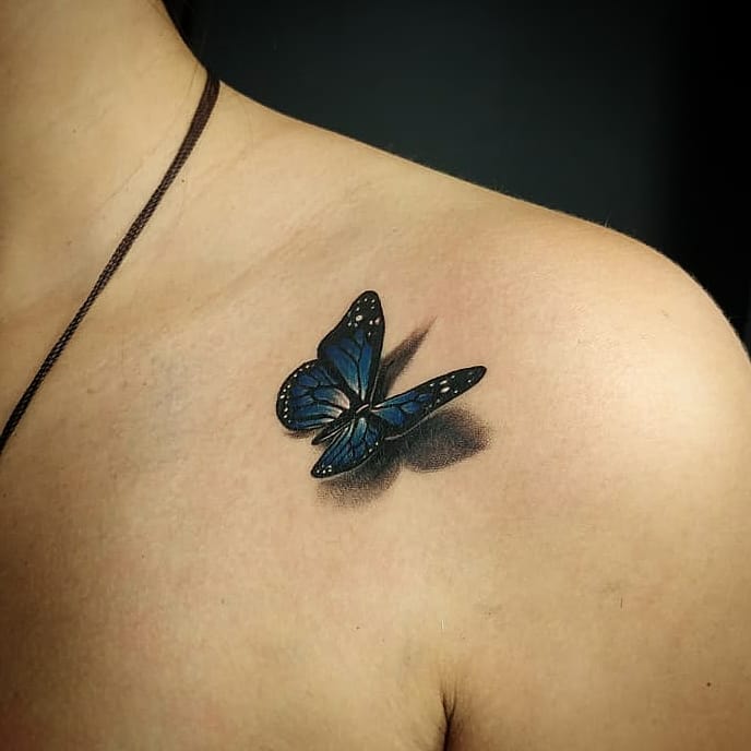 tattoo femenino de mariposa en 3d 38