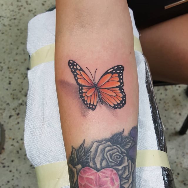 tattoo femenino de mariposa en 3d 53