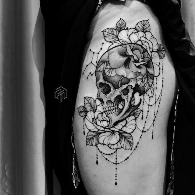 tattoo femenino de una calavera 45