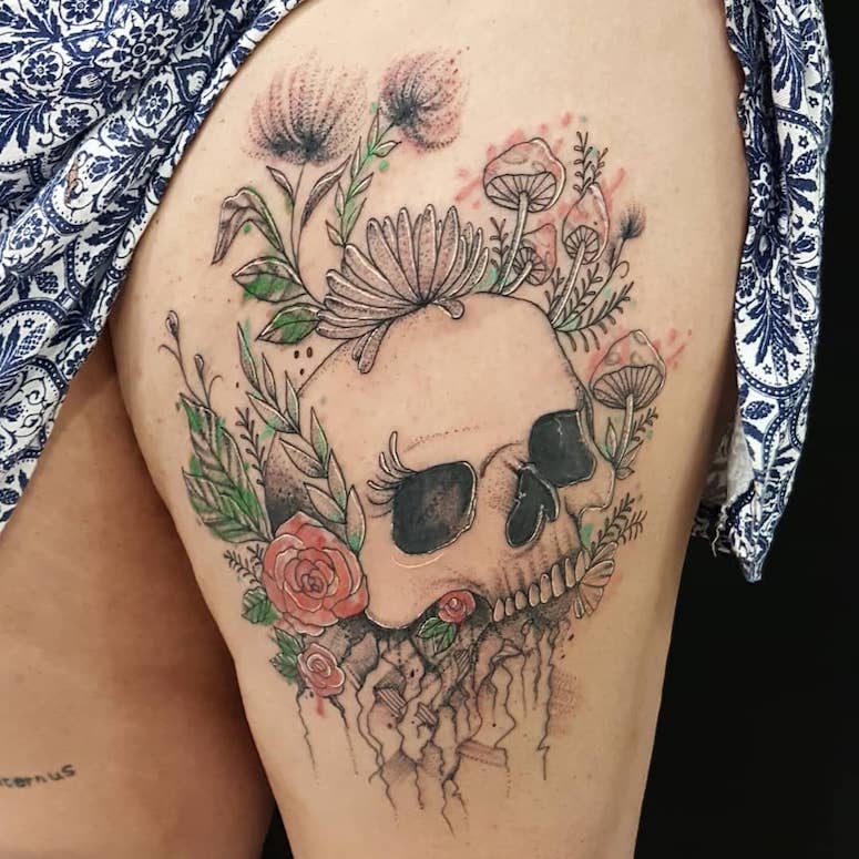 tattoo femenino de una calavera 52