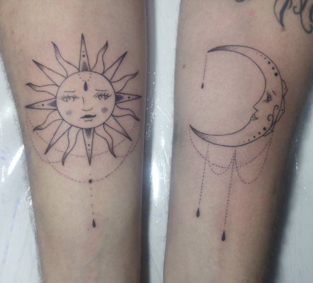tattoo femenino del sol y la luna 14