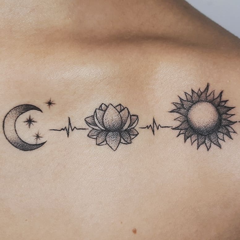 tattoo femenino del sol y la luna 34