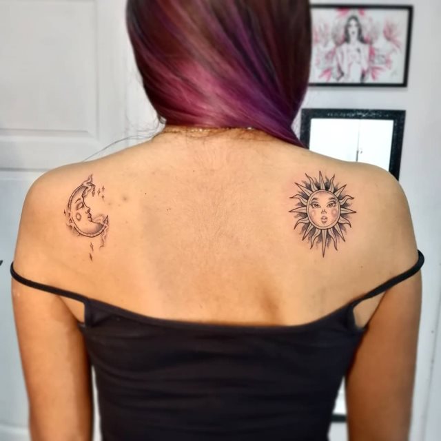 tattoo femenino del sol y la luna 45