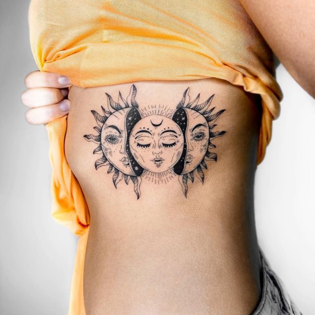 tattoo femenino del sol y la luna 77